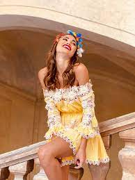 Κοντό φόρεμα κίτρινο Antica Sartoria