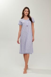 Νυχτικό λιλά λευκό floral Nota Lingerie