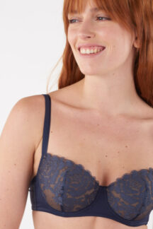 Σουτιέν μπανέλα επένδυση demi cup μπλε Fleur Eklat by Maison Lejaby Σουτιέν μπανέλα επένδυση demi cup μπλε Fleur Eklat by Maison Lejaby