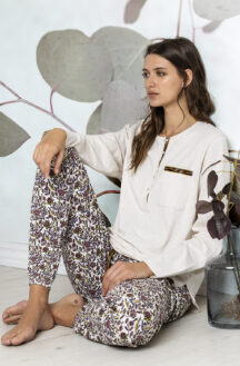 Πιζάμα μπεζ floral Admas