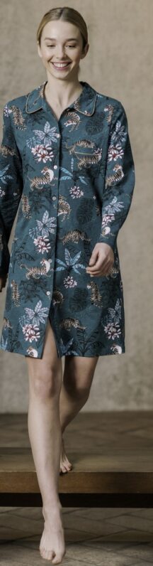 Νυχτικό κουμπωτό πράσινο jungle Senoreta by Egatex