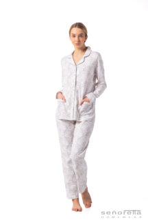Πιζάμα κουμπωτή γκρι σιέλ floral Senoreta by Egatex