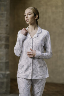 Πιζάμα κουμπωτή γκρι σιέλ floral Senoreta by Egatex