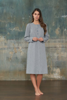 Νυχτικό homewear fleece γκρι μπλε Linclalor Νυχτικό homewear fleece γκρι μπλε Linclalor