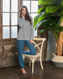 Set homewear fleece γκρι μπλε Linclalor Set homewear fleece γκρι μπλε Linclalor