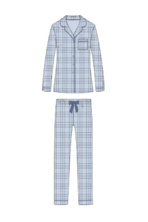 Πιζάμα κουμπωτή γαλάζια καρό Noidinotte Πιζάμα κουμπωτή γαλάζια καρό Noidinotte