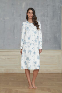 Νυχτικό λευκό γαλάζιο floral Linclalor Νυχτικό λευκό γαλάζιο floral Linclalor