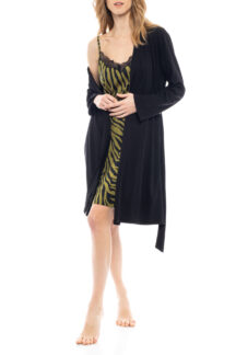 Set νυχτικό ρόμπα σε animal print Pink Label