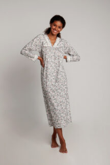 Νυχτικό maxi ροζ πράσινο floral Nota Lingerie Νυχτικό maxi ροζ πράσινο floral Nota Lingerie