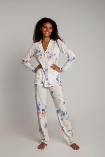 Πιζάμα κουμπωτή εκρού floral Nota Lingerie Πιζάμα κουμπωτή εκρού floral Nota Lingerie