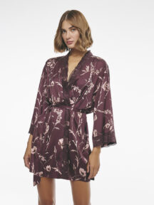 Νυχτικό σατέν burgundy floral Lida Lingerie