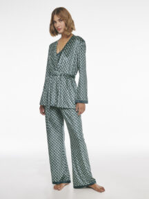 Σετ πυζάμας 3 pieces γεωμετρικό print βελούδο Lida Lingerie