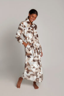 Ρόμπα maxi μπεζ καφέ fleece Nota Lingerie Ρόμπα maxi μπεζ καφέ fleece Nota Lingerie