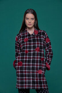 Ζακέτα ρόμπα κόκκινη μαύρη fleece Noidinotte Ζακέτα ρόμπα κόκκινη μαύρη fleece Noidinotte